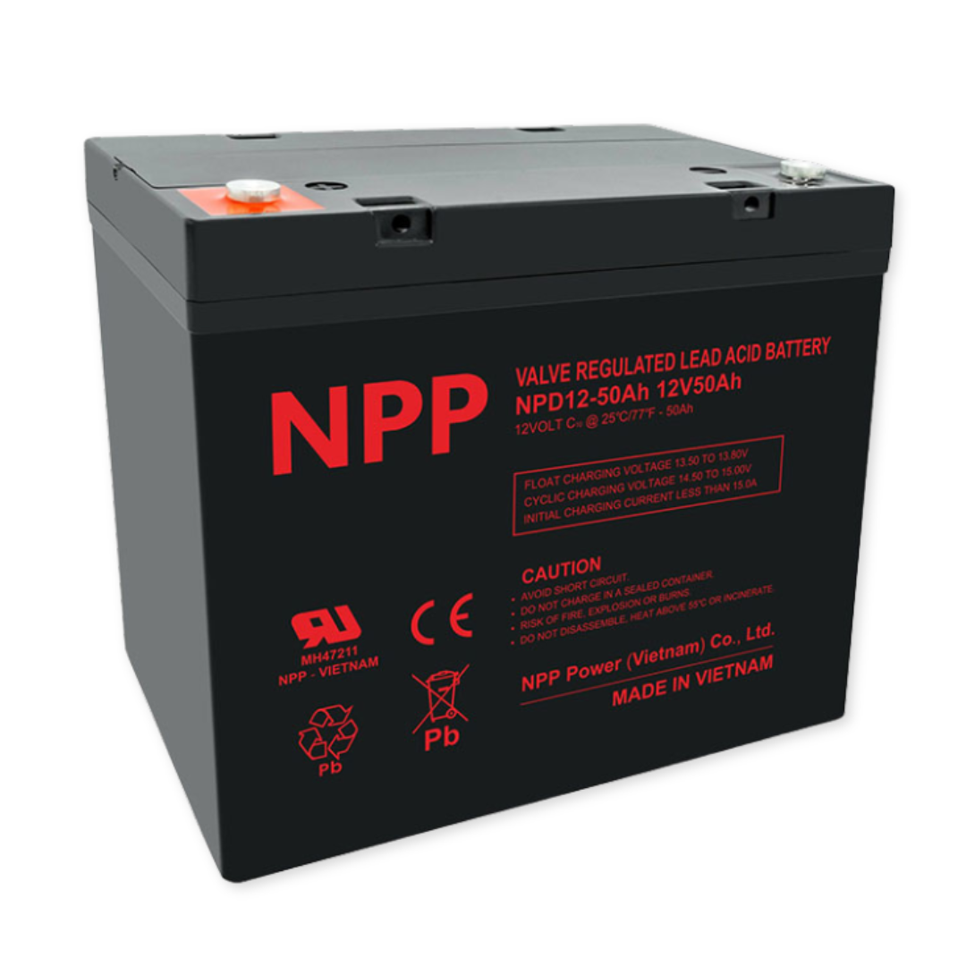 NPPower NPD Deep Cycle Series 12V 50Ah @ 8 Hr Rate 1.300 SPG ABS-FR AGM VRLA Battery