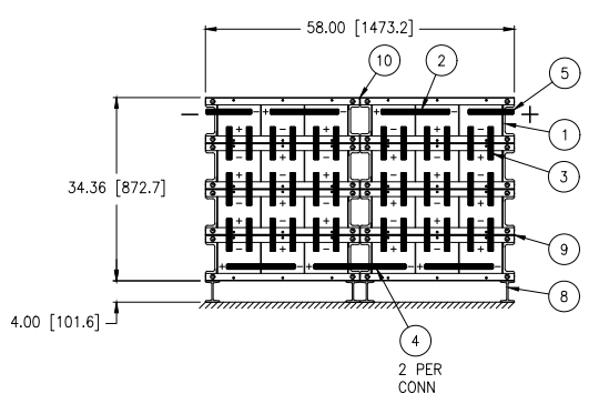 Stryten E-Series Absolyte AGP 100G21 48V 1000 Ah @ 8 Hr Rate 2-Stack 3W x 4H PTR NTL FR Low Rate Battery System