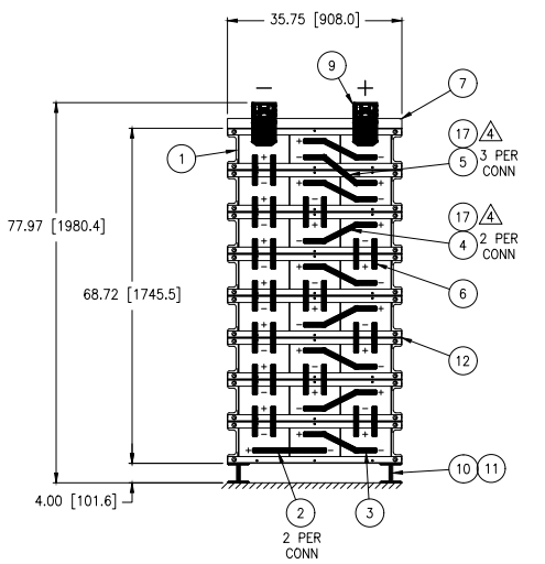 Stryten E-Series Absolyte AGP 100G27 48V 1296 Ah @ 8 Hr Rate 1-Stack 3W x 8H PBR NTL FR Low Rate Battery System w/ Top Vertical Terminations