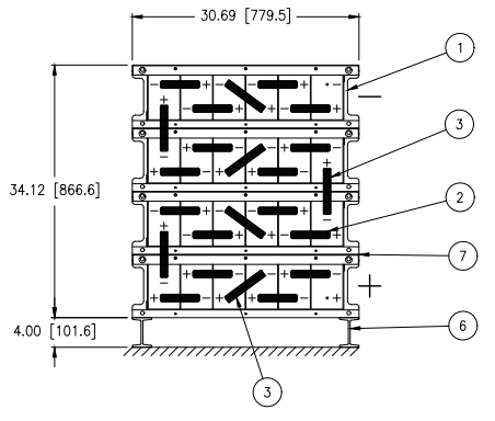 Stryten E-Series Absolyte AGP 90G11 48V 432 Ah @ 8 Hr Rate 1-Stack 6W x 4H PBR NTR FR Low Rate Battery System