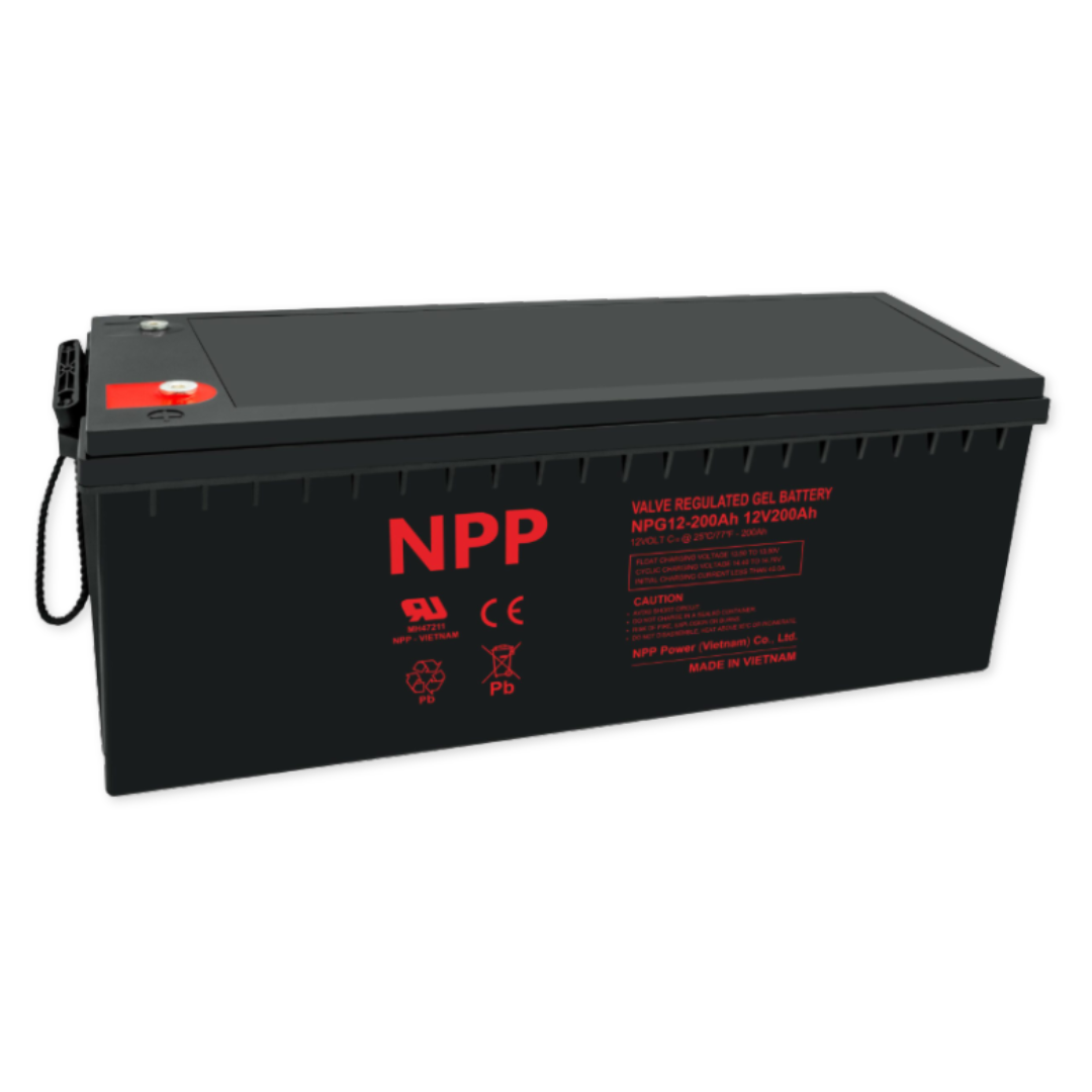 NPPower NPG Gel Series 12V 200Ah @ 8 Hr Rate 1.300 SPG ABS-FR Gel VRLA Battery