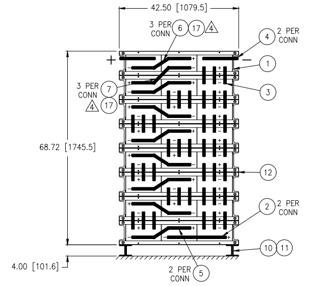 Stryten E-Series Absolyte AGP 100G33 48V 1600 Ah @ 8 Hr Rate 1-Stack 3W x 8H PTL NTR FR Low Rate Battery System