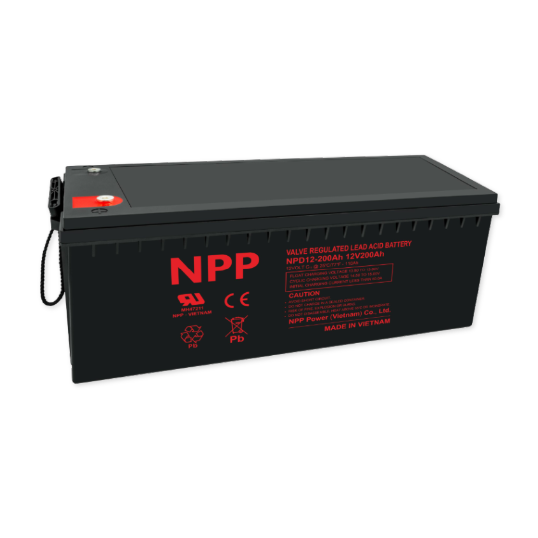 NPPower NPD Deep Cycle Series 12V 200Ah @ 8 Hr Rate 1.300 SPG ABS-FR AGM VRLA Battery