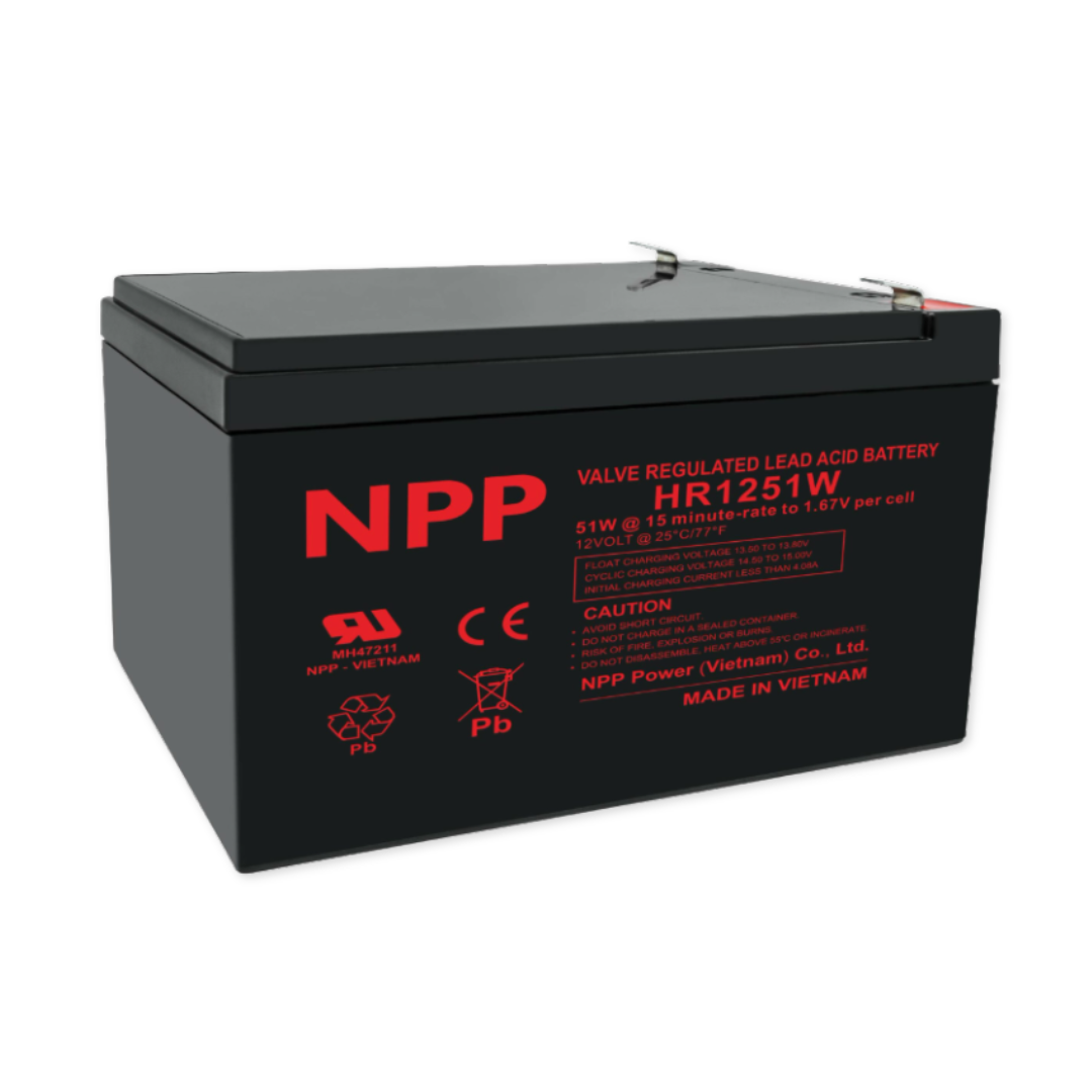 NPPower HR High Rate 12V 51WPC @ 15 Min Rate 1.300 SPG ABS-FR AGM VRLA Battery
