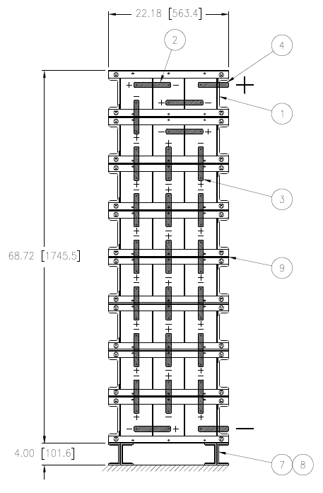 Stryten E-Series Absolyte AGP 100G15 48V 696 Ah @ 8 Hr Rate 1-Stack 3W x 8H PTR NBR FR Low Rate Battery System
