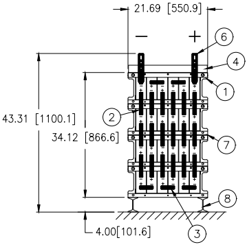Stryten E-Series Absolyte AGP 90G07 48V 256 Ah @ 8 Hr Rate 1-Stack 6W x 4H PTR NTL FR Low Rate Battery System w/ Top Vertical Terminations