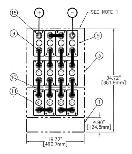 C&D msEndure II 24V 480Ah  3H x 4W PTL NTR Battery System