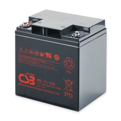 CSB Battery High Rate Long Life 12V 110WPC @ 15 Min Rate Flame Retardant Top Terminal AGM VRLA Battery