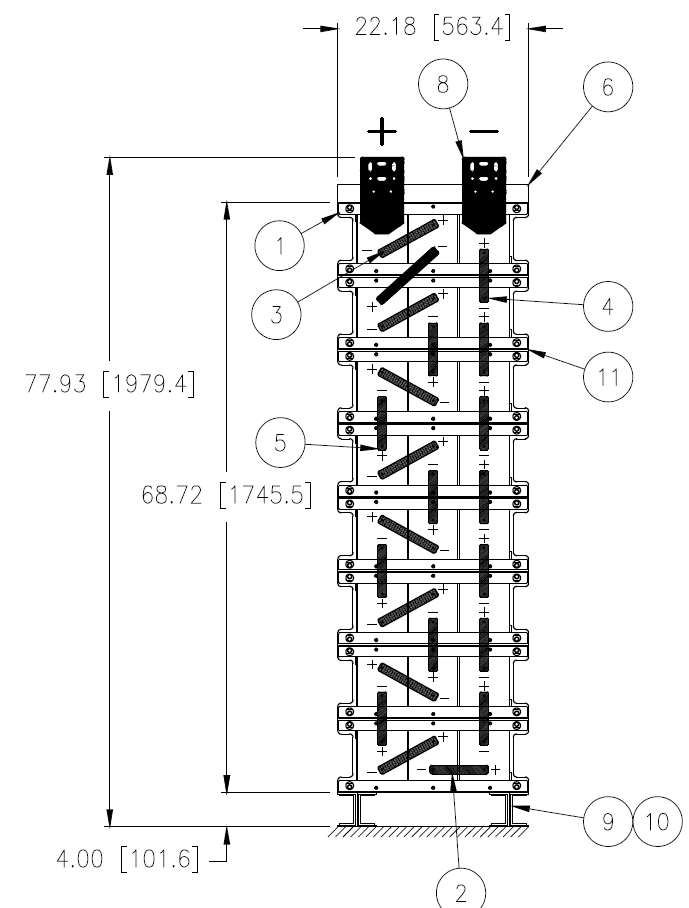 Stryten E-Series Absolyte AGP 100G15 48V 696 Ah @ 8 Hr Rate 1-Stack 3W x 8H PTL NTR FR Low Rate Battery System w/ Top Vertical Terminations