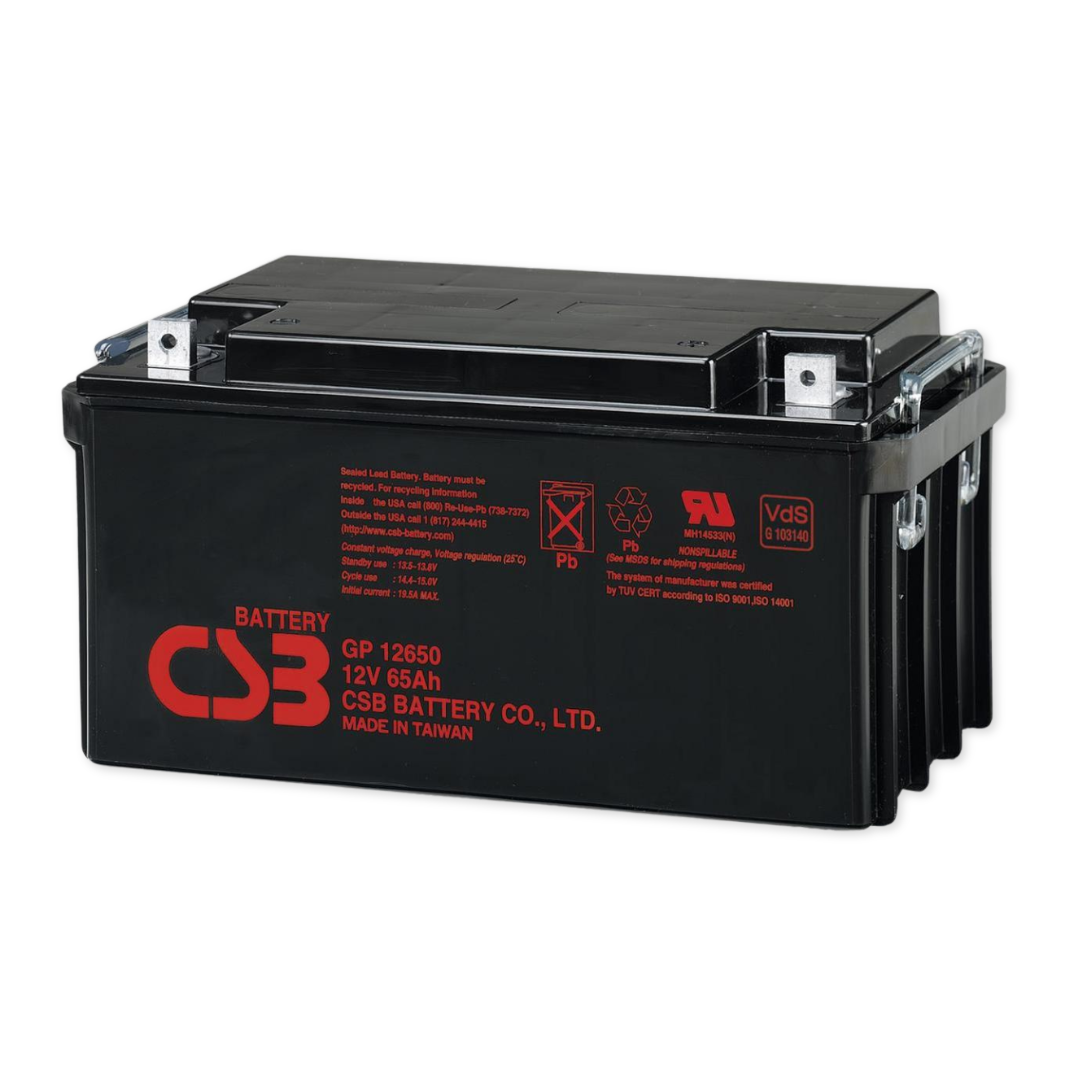 CSB Battery GP Series 12V 65 Ah @ 20 Hr Rate Top Recessed Bolt Terminal AGM VRLA Battery