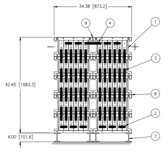 Stryten E-Series Absolyte AGP 50G05 120V 104 Ah @ 8 Hr Rate 2-Stack 6W x 5H PTR NTL Low Rate Battery System