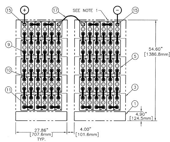 C&D msEndure II 120V 480Ah  2 Stacks 5H x 6W PTL NTR Battery System