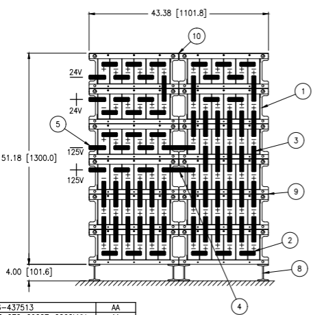 Stryten E-Series Absolyte AGP 90G07 24V and 120V 257 Ah 2-Stack 6W x 6H 24V PTSL NTSL 120V PBSL NBSL FR Medium Rate Battery System