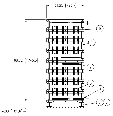 Stryten E-Series Absolyte AGP 100G23 48V 1096 Ah @ 8 Hr Rate 1-Stack 3W x 8H PTR NBR FR Low Rate Battery System