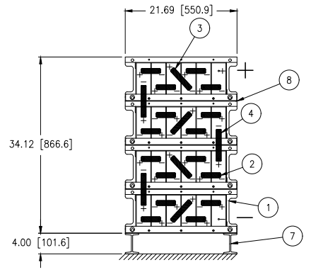 Stryten E-Series Absolyte AGP 90G07 48V 256 Ah @ 8 Hr Rate 1-Stack 6W x 4H PTR NBR FR Low Rate Battery System