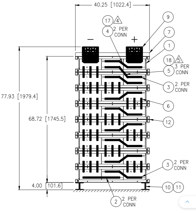 Stryten E-Series Absolyte AGP 100G31 48V 1496 Ah @ 8 Hr Rate 1-Stack 3W x 8H PTR NTL FR Low Rate Battery System w/ Top Vertical Terminations