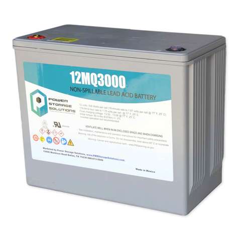 Power Storage Solutions 12MQ Series 12V 3000WPC @ 15 Min Rate AGM VRLA Battery