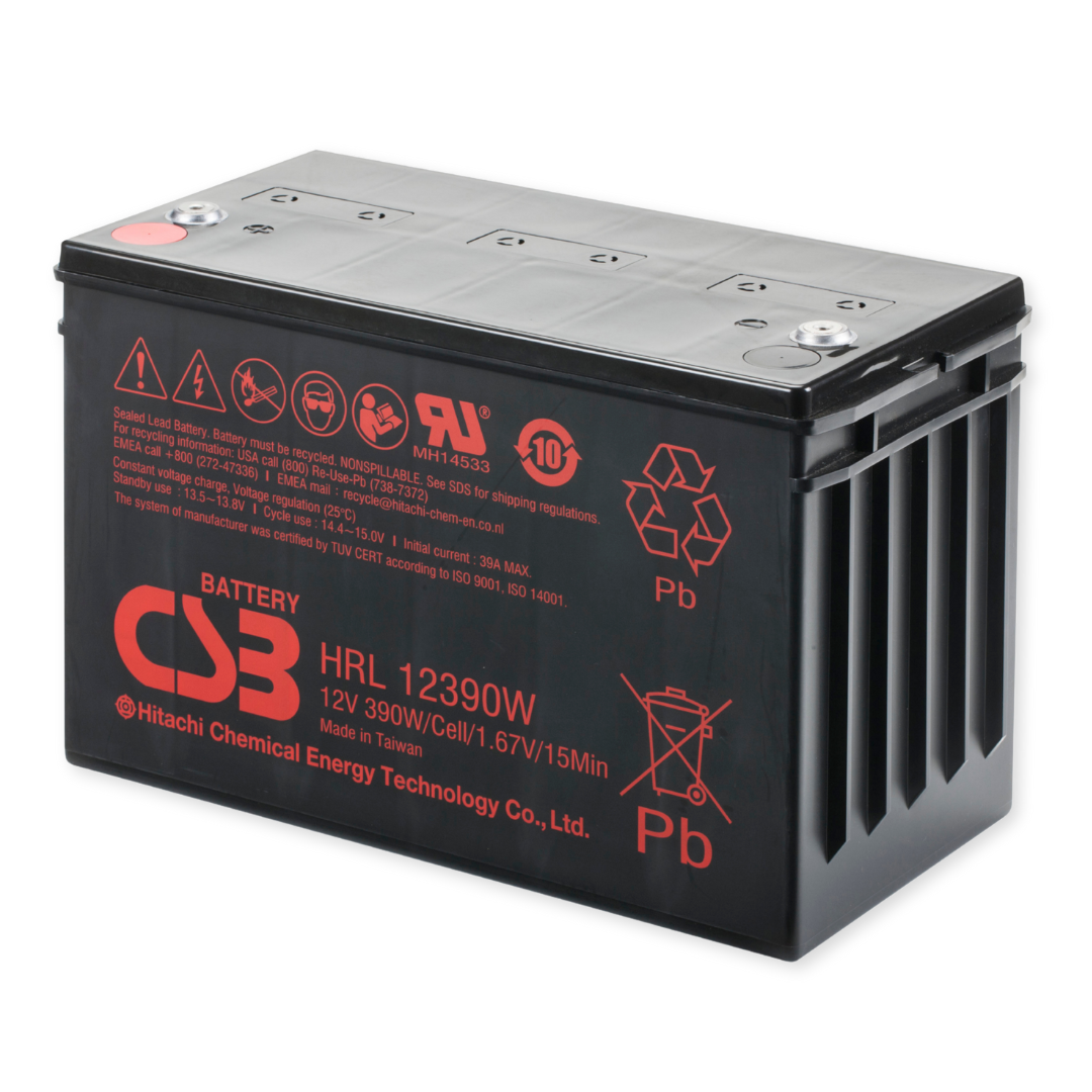 CSB Battery High Rate Long Life 12V 390WPC @ 15 Min Rate Flame Retardant Top Terminal AGM VRLA Battery