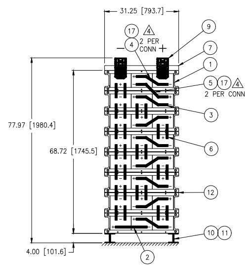 Stryten E-Series Absolyte AGP 100G23 48V 1096 Ah @ 8 Hr Rate 1-Stack 3W x 8H PTR NTL FR Low Rate Battery System w/ Top Vertical Terminations
