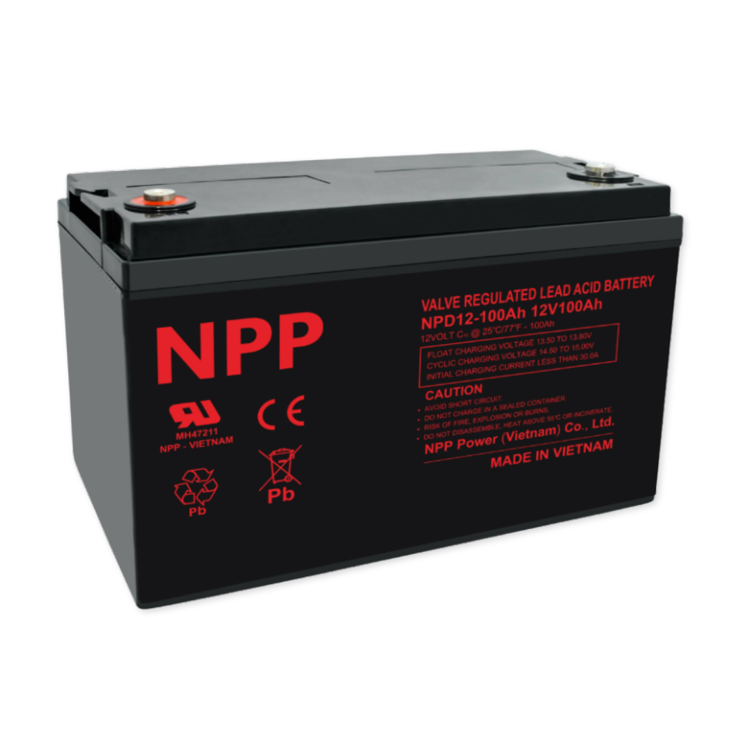 NPPower NPD Deep Cycle Series 12V 100Ah @ 8 Hr Rate 1.300 SPG ABS-FR AGM VRLA Battery