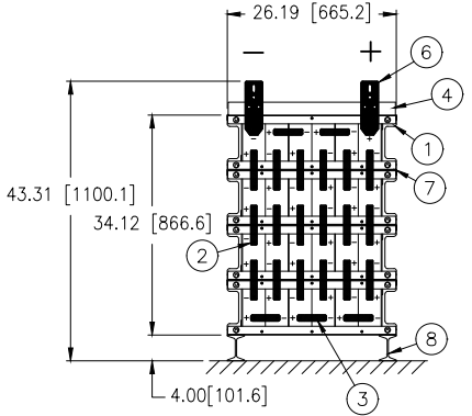 Stryten E-Series Absolyte AGP 90G09 48V 344 Ah @ 8 Hr Rate 1-Stack 6W x 4H PTR NTL FR Low Rate Battery System w/ Top Vertical Terminations