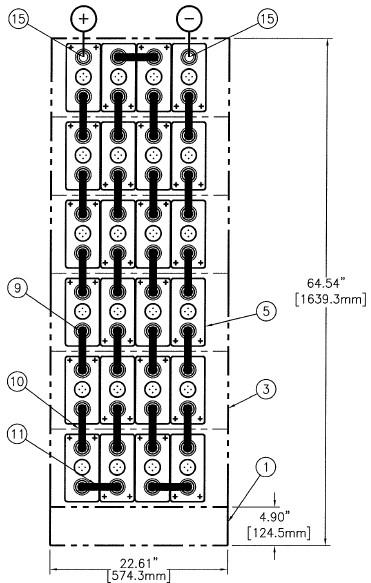 C&D msEndur II AT-11P 48V 600Ah @ 8 Hr Rate 1.300 SPG 1-Stack 4W x 6H PTL NTR Cells and Hardware Only