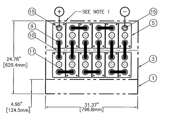 C&D msEndur II AT-13P 24V 640Ah @ 8 Hr Rate 1.300 SPG 1-Stack 6W x 2H PTL NTR Battery System