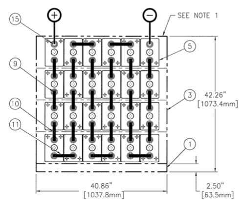 C&D msEndur II AT-17P 48V 920Ah @ 8 Hr Rate 1.300 SPG 1-Stack 6W x 4H PTL NTR Battery System