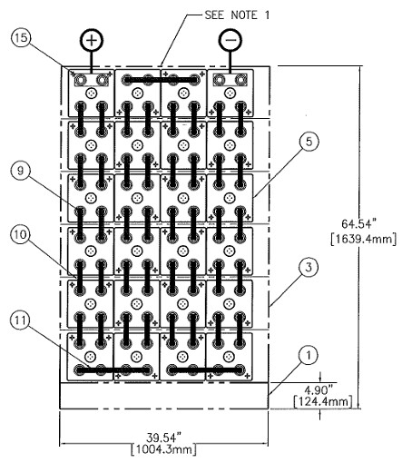C&D msEndur II AT-23P 48V 1320Ah @ 8 Hr Rate 1.300 SPG 1-Stack 4W x 6H PTL NTR Cells and Terminal Hardware Only