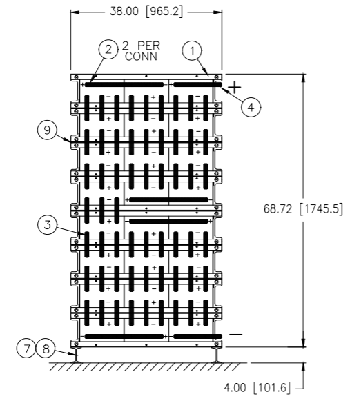 Stryten E-Series Absolyte AGP 100G29 48V 1400 Ah @ 8 Hr Rate 1-Stack 3W x 8H PTR NBR FR Low Rate Battery System