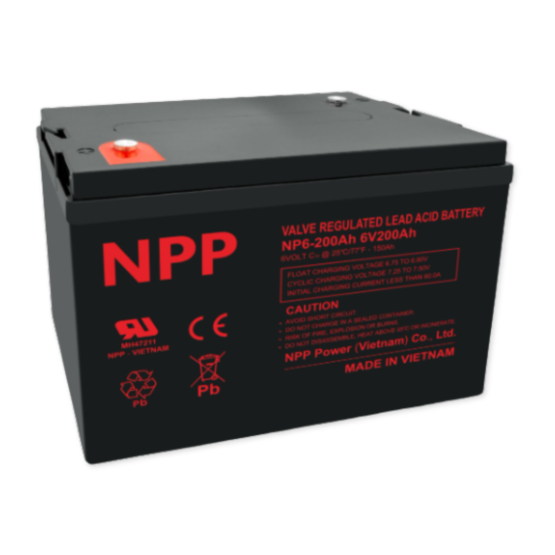 NPPower NP General Purpose Series 6V 200Ah @ 8 Hr Rate 1.300 SPG ABS-FR AGM VRLA Battery