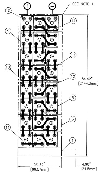 C&D msEndur II AT-21P 48V 1150Ah @ 8 Hr Rate 1.300 SPG 1-Stack 3W x 8H PTL NTR Battery System
