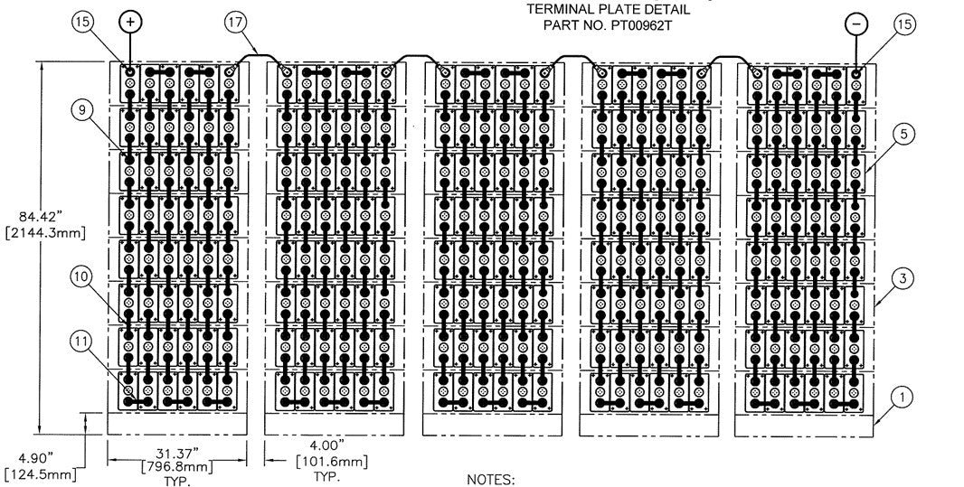 C&D msEndure II 480V 640Ah 5 Stacks 8H x 6W PTL NTR Battery System