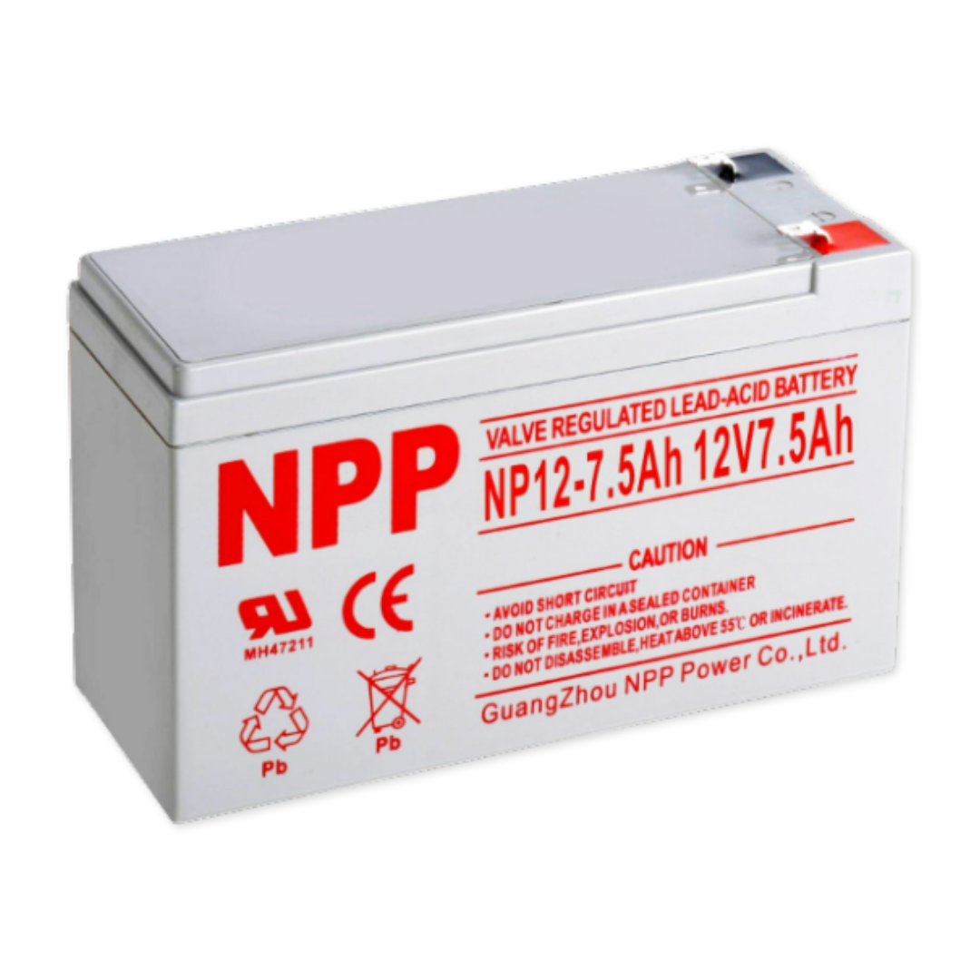NPPower NP General Purpose Series 12V 7.5Ah @ 20 Hr Rate 1.300 SPG ABS-FR AGM VRLA Battery w/ T1 Terminal