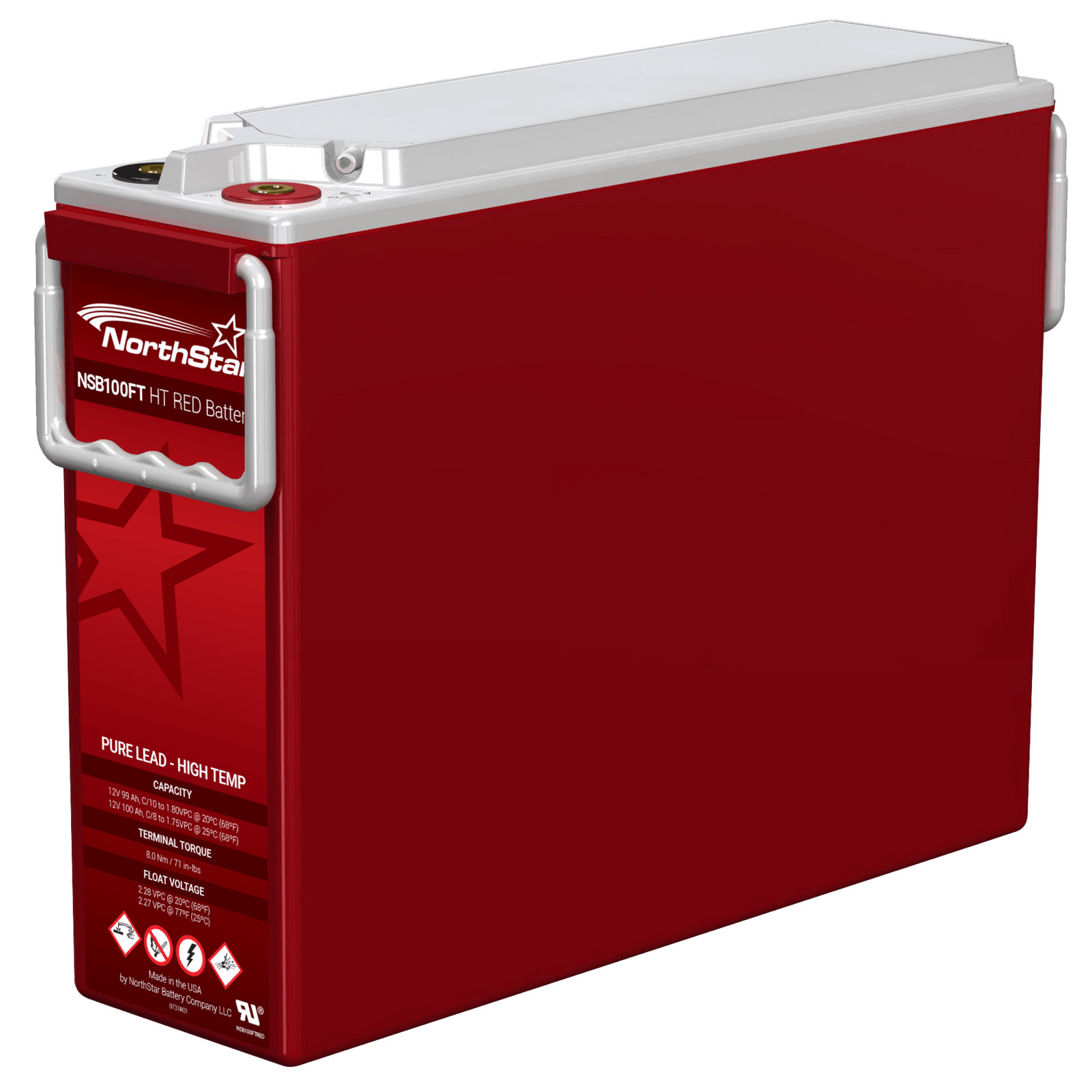 NorthStar NSB HT Red 12V 100Ah @ 8 Hr Rate 1.3 SPG ABS TPPL HighTemp VRLA Battery