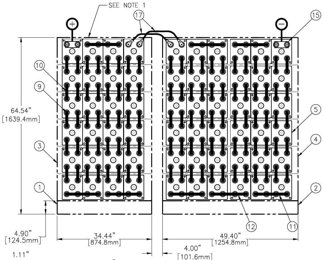 C&D msEndure 120V 1080Ah 1 Stack- 4W x 6H 1 Stack - 6W x 6H PTL NTR Battery Systems