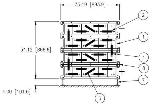 Stryten E-Series Absolyte AGP 90G13 48V 520 Ah @ 8 Hr Rate 1-Stack 6W x 4H PBR NTR FR Low Rate Battery System