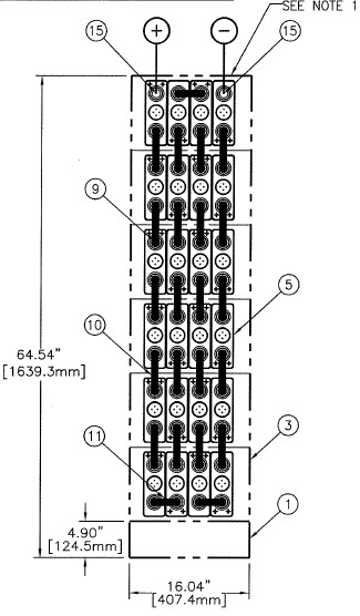 C&D msEndur II AT-07P 48V 345Ah @ 8 Hr Rate 1.300 SPG 1-Stack 4W x 6H PTL NTR Non-Seismic Battery System