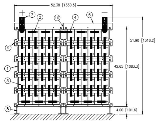 Stryten E-Series Absolyte AGP 50G09 120V 208 Ah @ 8 Hr Rate 2-Stack 6W x 5H PTL NTR FR Medium Rate Battery System w/ Top Vertical Terminations