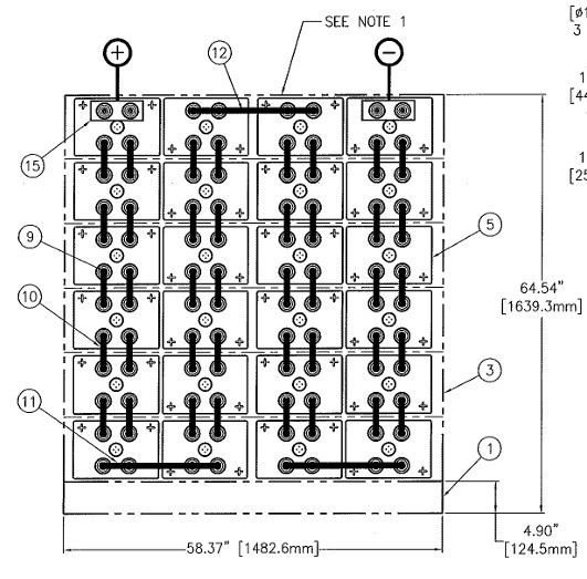 C&D msEndur II AT-35P 48V 2040Ah @ 8 Hr Rate 1.300 SPG 1-Stack 4W x 6H PTL NTR Battery System