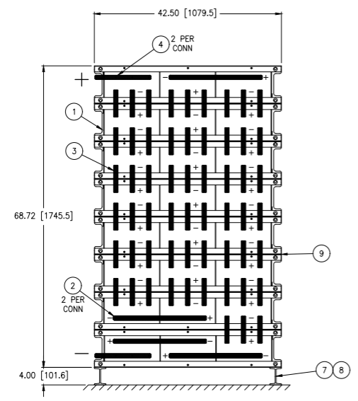 Stryten E-Series Absolyte AGP 100G33 48V 1600 Ah @ 8 Hr Rate 1-Stack 3W x 8H PTL NBL FR Low Rate Battery System