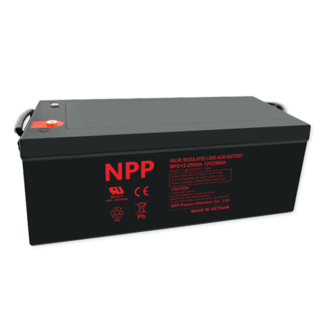 NPPower NPD Deep Cycle Series 12V 250Ah @ 8 Hr Rate 1.300 SPG ABS-FR AGM VRLA Battery
