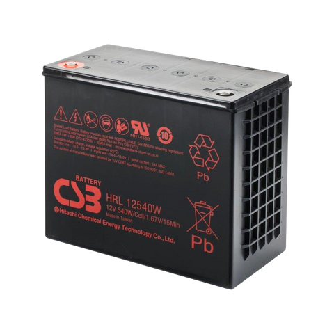 CSB Battery High Rate Long Life 12V 540WPC @ 15 Min Rate Flame Retardant Top Terminal AGM VRLA Battery