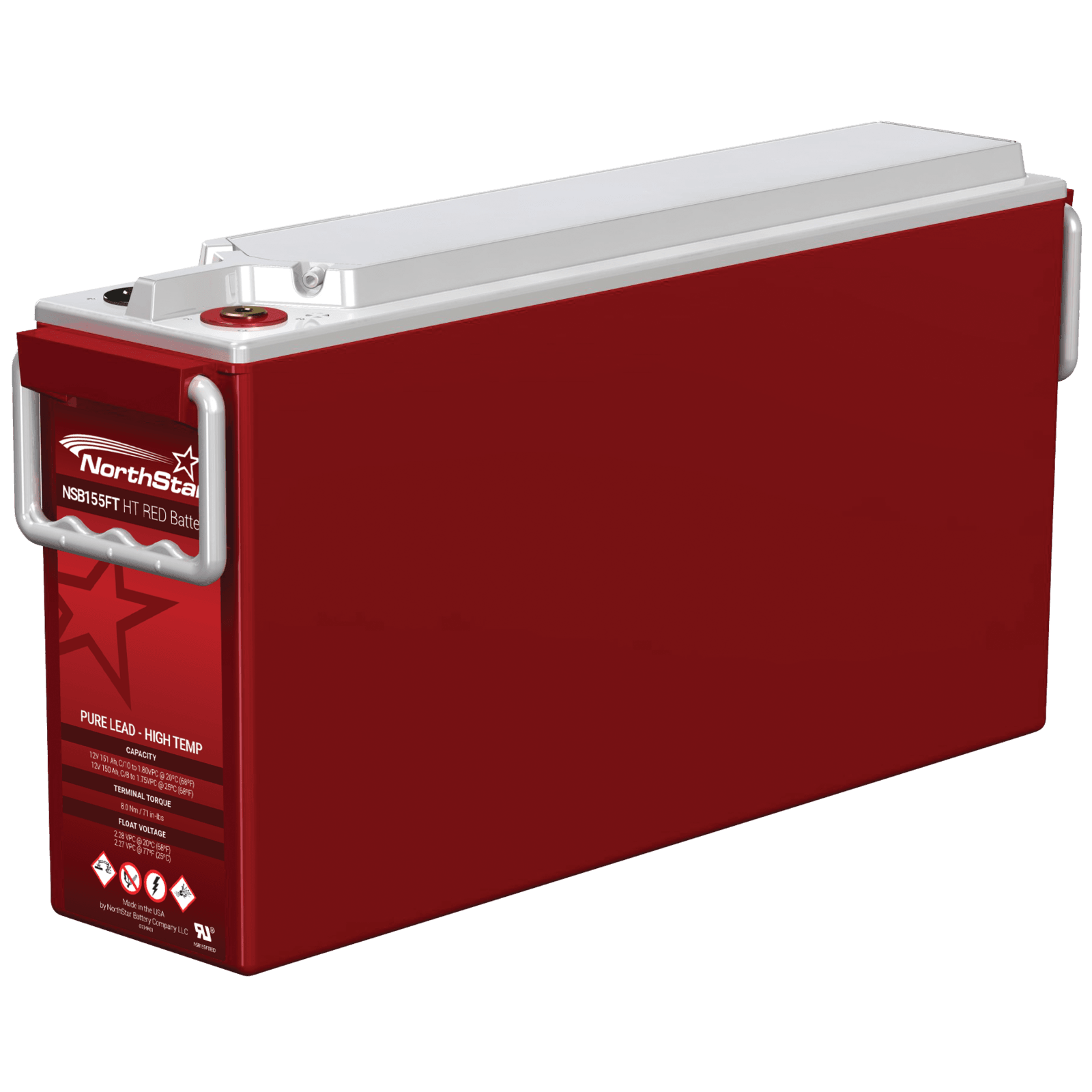 NorthStar NSB HT Red 12V 150Ah @ 8 Hr Rate 1.3 SPG ABS TPPL High Temp Front Terminal VRLA Battery